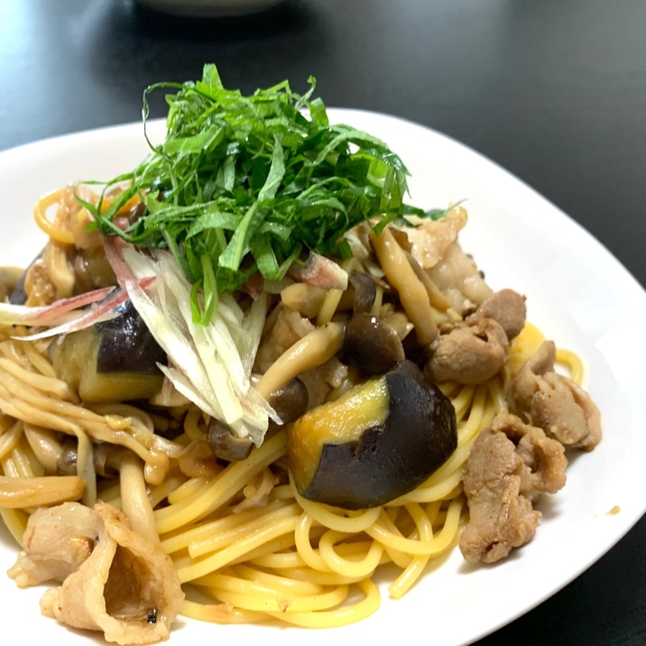 豚肉となすの和風パスタ